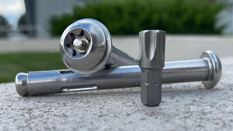 stainless steel anchoring bolts with a security head